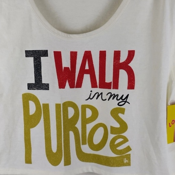 Women's Lo Harris • Walk In My Purpose Graphic Top • Off White - Picture 2 of 3